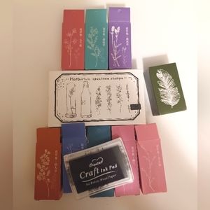 Floral Stamps ~ set of 16 stamps and ink pad